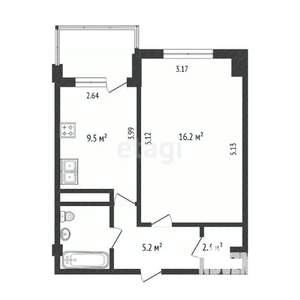 1-к квартира, вторичка, 37м2, 8/16 этаж