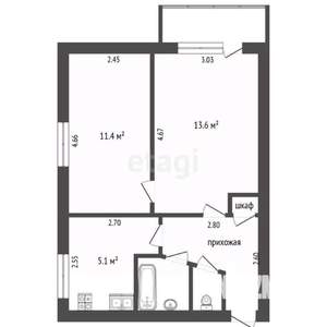 2-к квартира, вторичка, 40м2, 5/5 этаж