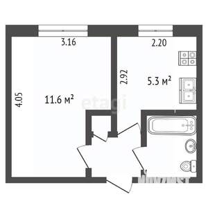 1-к квартира, вторичка, 21м2, 4/5 этаж