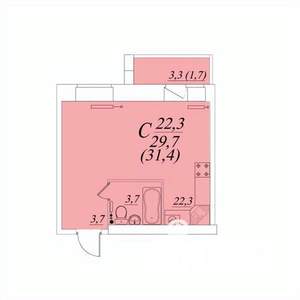 Студия квартира, строящийся дом, 31м2, 10/10 этаж