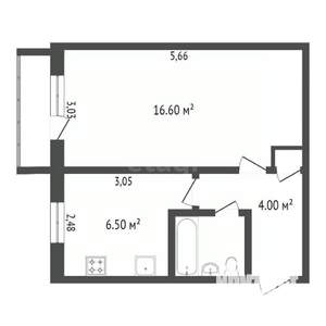 1-к квартира, вторичка, 30м2, 2/5 этаж