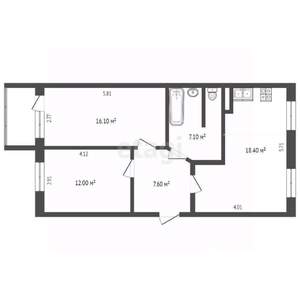 2-к квартира, вторичка, 61м2, 3/3 этаж