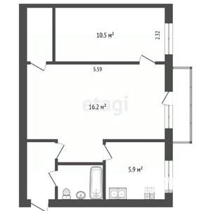 2-к квартира, вторичка, 43м2, 5/5 этаж