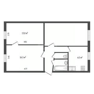 3-к квартира, вторичка, 60м2, 1/5 этаж