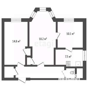 3-к квартира, вторичка, 63м2, 1/2 этаж