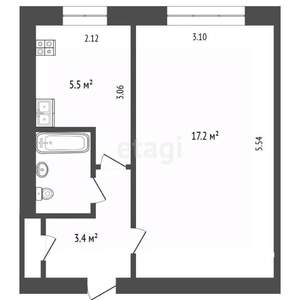 1-к квартира, вторичка, 29м2, 5/5 этаж