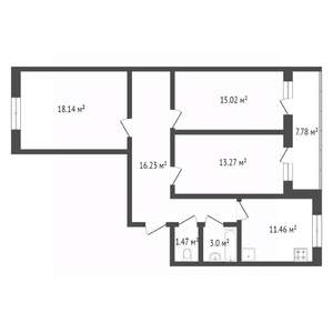 3-к квартира, вторичка, 78м2, 13/17 этаж