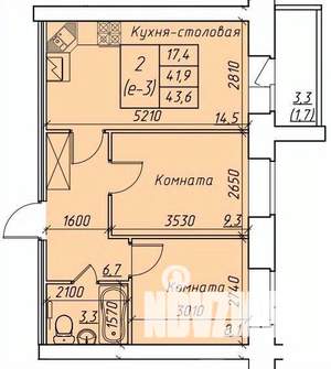 2-к квартира, строящийся дом, 44м2, 2/9 этаж