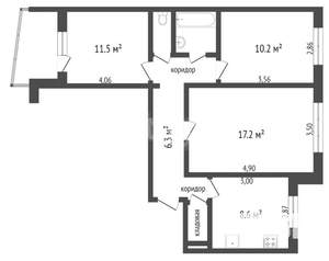 3-к квартира, вторичка, 63м2, 9/10 этаж