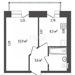 1-к квартира, вторичка, 32м2, 7/10 этаж