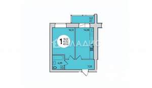 1-к квартира, вторичка, 44м2, 5/6 этаж