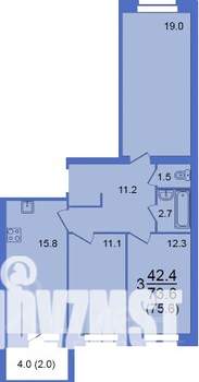 4-к квартира, строящийся дом, 76м2, 1/10 этаж