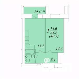 1-к квартира, строящийся дом, 40м2, 8/10 этаж