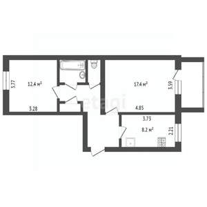 2-к квартира, вторичка, 53м2, 3/5 этаж