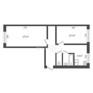 2-к квартира, вторичка, 48м2, 1/5 этаж