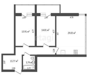 2-к квартира, вторичка, 75м2, 3/8 этаж