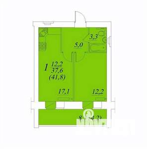 1-к квартира, строящийся дом, 42м2, 9/10 этаж