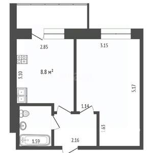 1-к квартира, вторичка, 32м2, 2/10 этаж