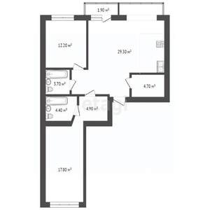 3-к квартира, вторичка, 86м2, 3/9 этаж