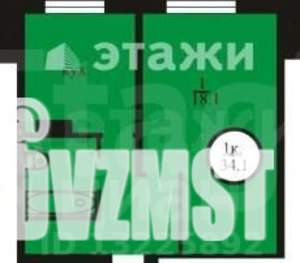 1-к квартира, вторичка, 34м2, 1/5 этаж