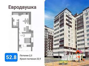 1-к квартира, сданный дом, 50м2, 8/10 этаж