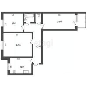 3-к квартира, вторичка, 63м2, 8/9 этаж