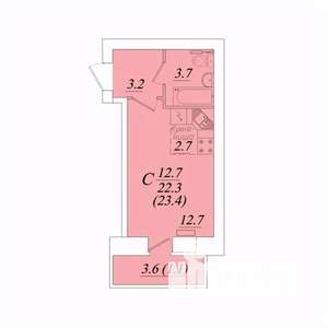 Студия квартира, вторичка, 23м2, 1/10 этаж