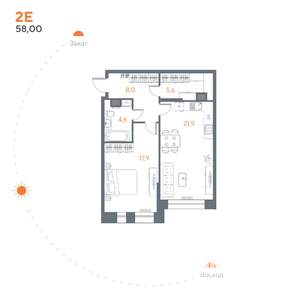 1-к квартира, вторичка, 58м2, 5/8 этаж