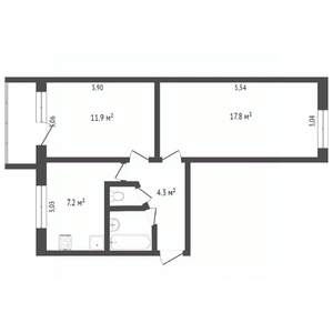 2-к квартира, вторичка, 44м2, 4/5 этаж