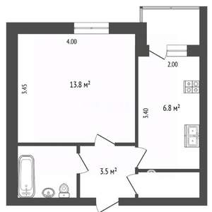 1-к квартира, вторичка, 30м2, 1/9 этаж