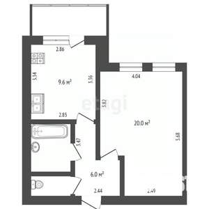 1-к квартира, вторичка, 42м2, 4/5 этаж