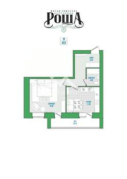 1-к квартира, вторичка, 43м2, 4/5 этаж