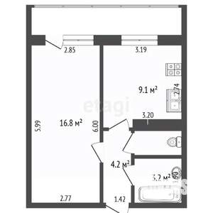 1-к квартира, вторичка, 35м2, 5/14 этаж