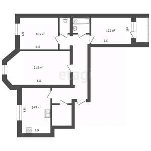 3-к квартира, вторичка, 91м2, 9/9 этаж