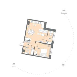 1-к квартира, вторичка, 54м2, 7/15 этаж