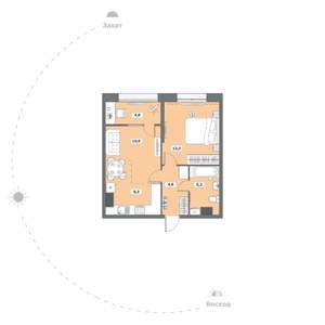 1-к квартира, вторичка, 46м2, 7/15 этаж
