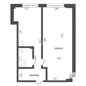 1-к квартира, вторичка, 44м2, 6/10 этаж