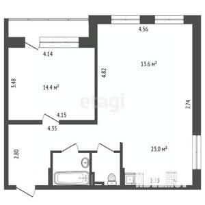 2-к квартира, вторичка, 60м2, 2/4 этаж