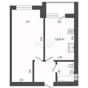 1-к квартира, вторичка, 39м2, 1/11 этаж