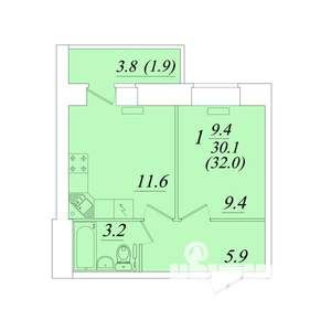 1-к квартира, вторичка, 32м2, 1/10 этаж