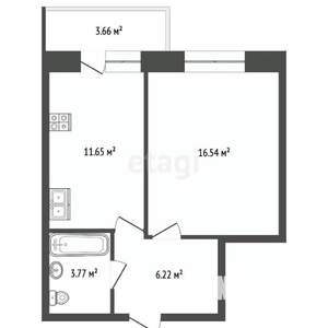 1-к квартира, вторичка, 40м2, 3/8 этаж