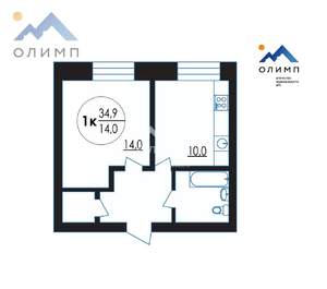 1-к квартира, вторичка, 35м2, 1/5 этаж
