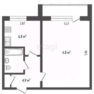 1-к квартира, вторичка, 35м2, 2/5 этаж