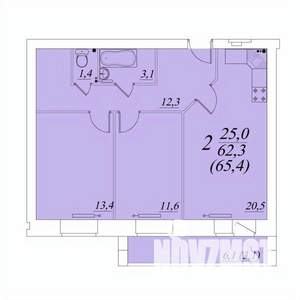 2-к квартира, строящийся дом, 65м2, 10/10 этаж