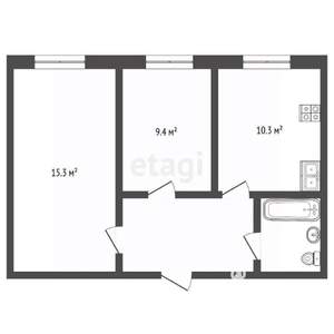 2-к квартира, вторичка, 45м2, 1/3 этаж