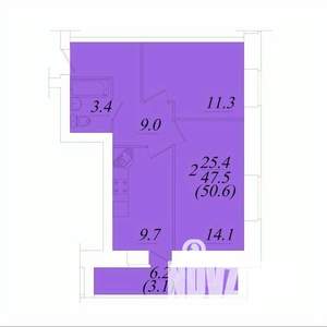 2-к квартира, строящийся дом, 51м2, 5/10 этаж