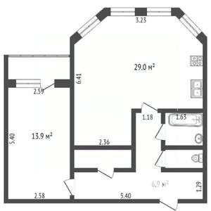 1-к квартира, вторичка, 61м2, 5/15 этаж