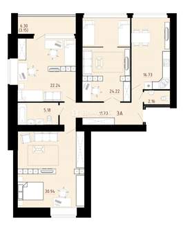 3-к квартира, вторичка, 118м2, 11/15 этаж