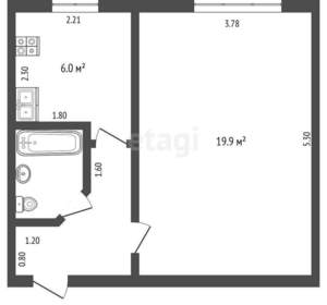 1-к квартира, вторичка, 32м2, 1/9 этаж
