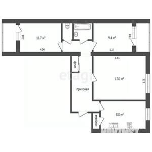 2-к квартира, вторичка, 61м2, 3/9 этаж